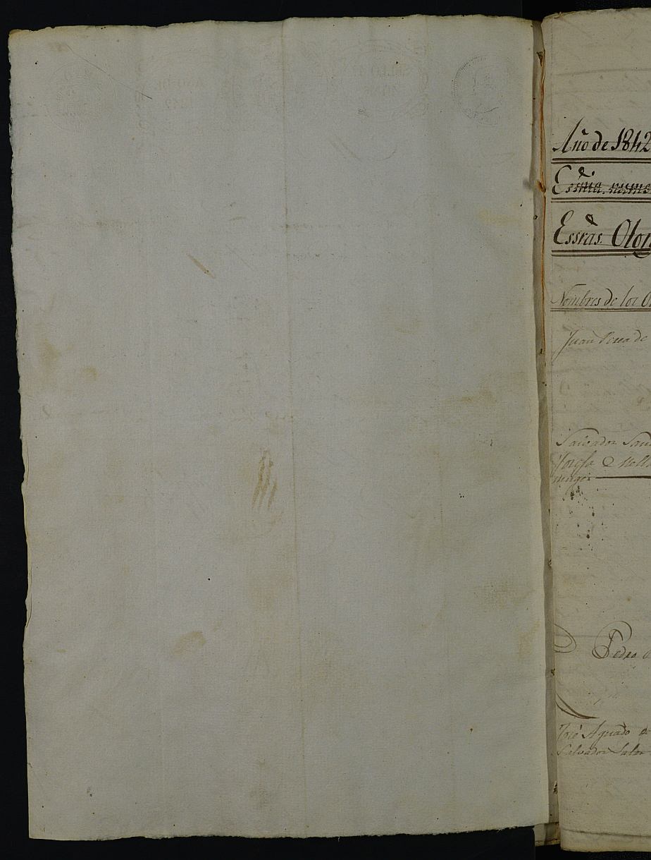 Índice de escrituras del notario Miguel Yagües Vives de Abanilla del año 1842.
