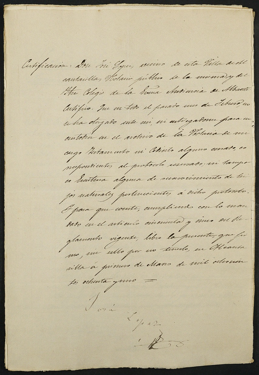 Índices de escrituras del notario José López Campos, Alcantarilla. Año 1881.