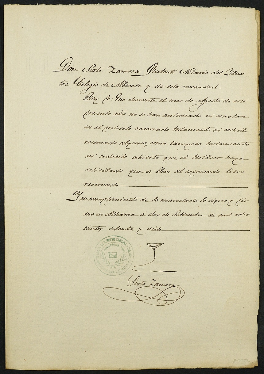 Índices de notarios de Alhama de Murcia. Años 1877.