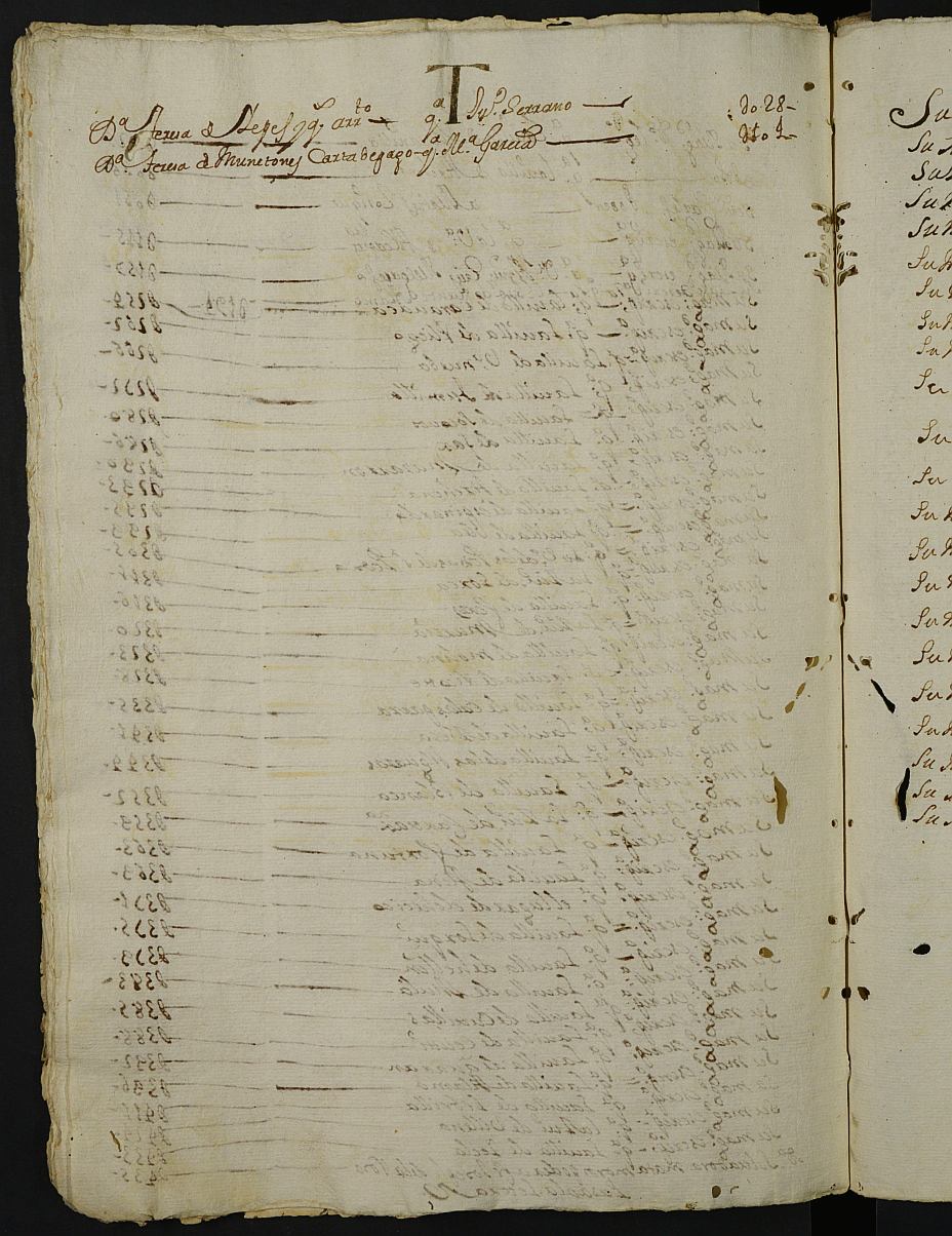 Registro de Jorge Pérez Mesía, Murcia de 1714.