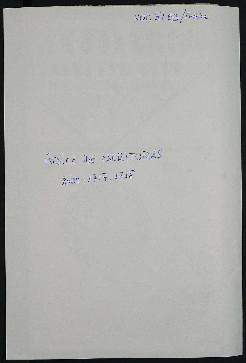 Registro de Jorge Pérez Mesía, Murcia. Años 1717-1718.