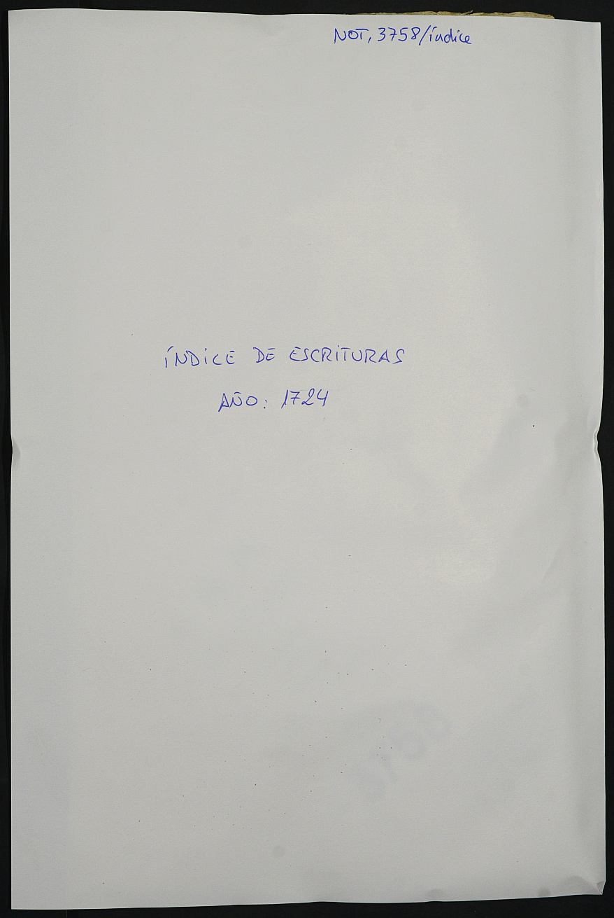 Registro de escrituras y particiones de Jorge Pérez Mesía, Murcia. Cuaderno de Rentas reales de 1724.