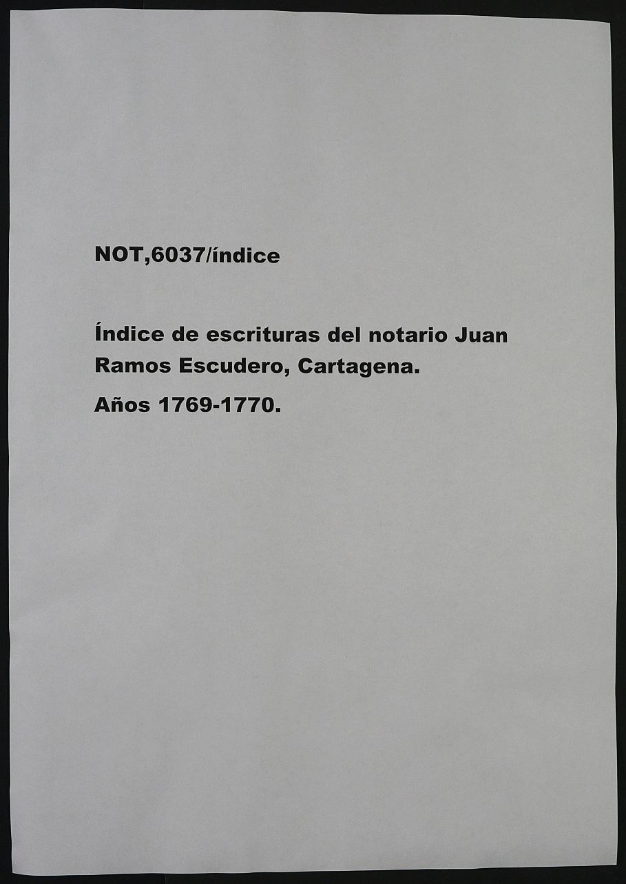 Registro de Juan Ramos Escudero, Cartagena de 1769-1770.