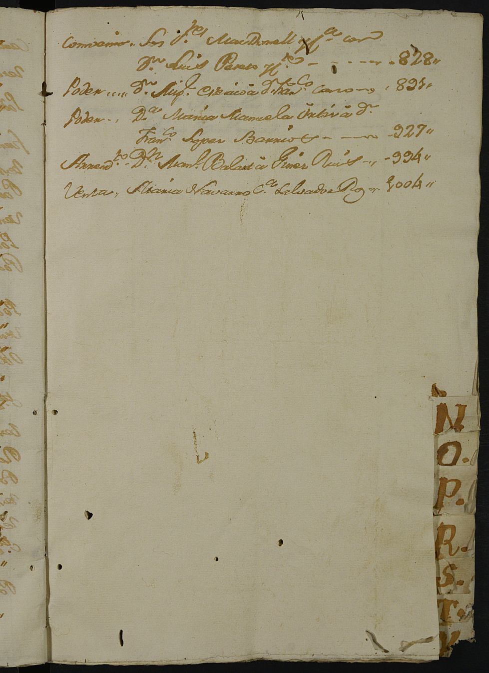 Registro de Ginés Alcaraz Serrano, Cartagena. Año 1803.
