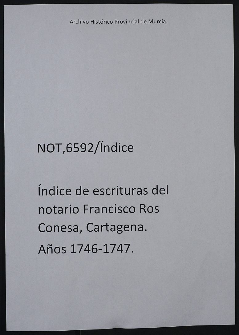 Registros de Francisco Ros Conesa, Cartagena de 1746-1747.