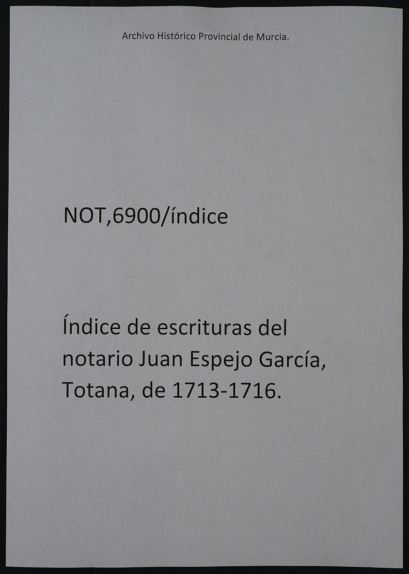 Registro de Juan Espejo García, Totana, de 1713-1716.