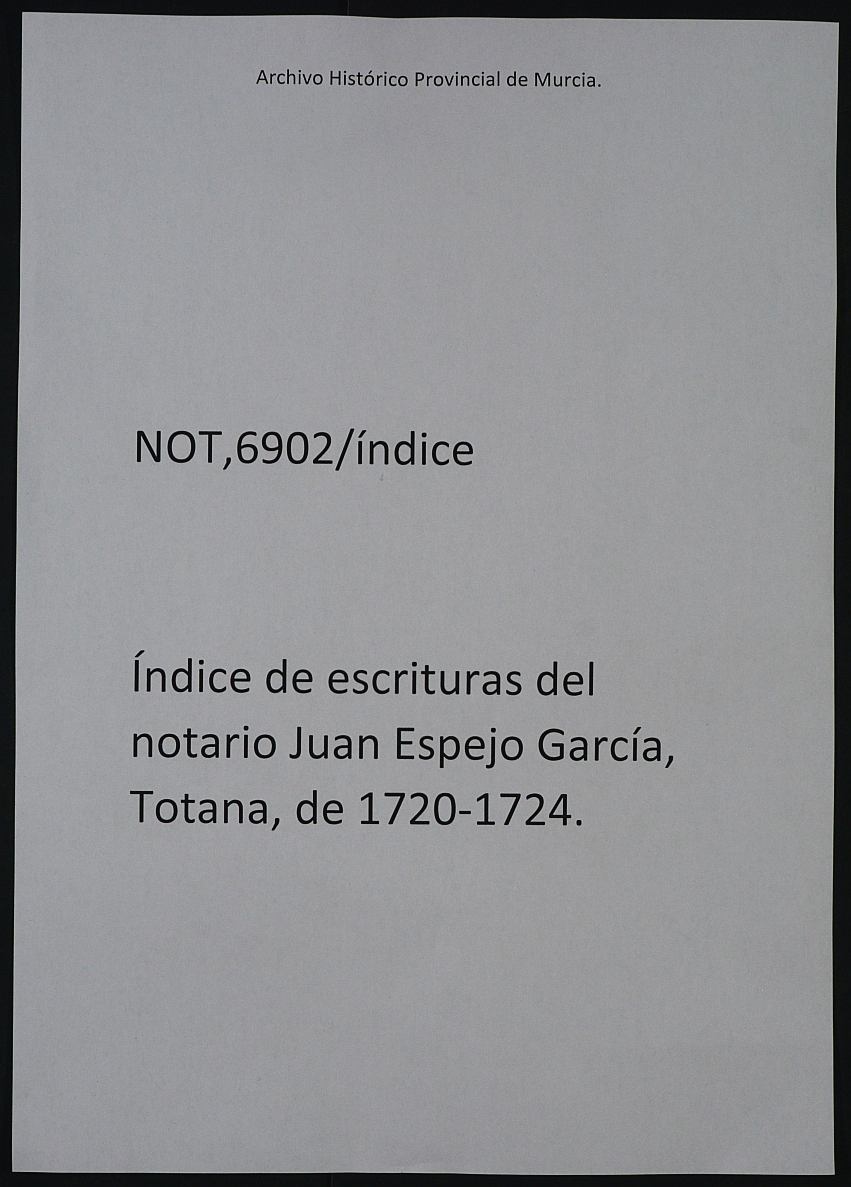 Registro de Juan Espejo García, Totana, de 1720-1724.