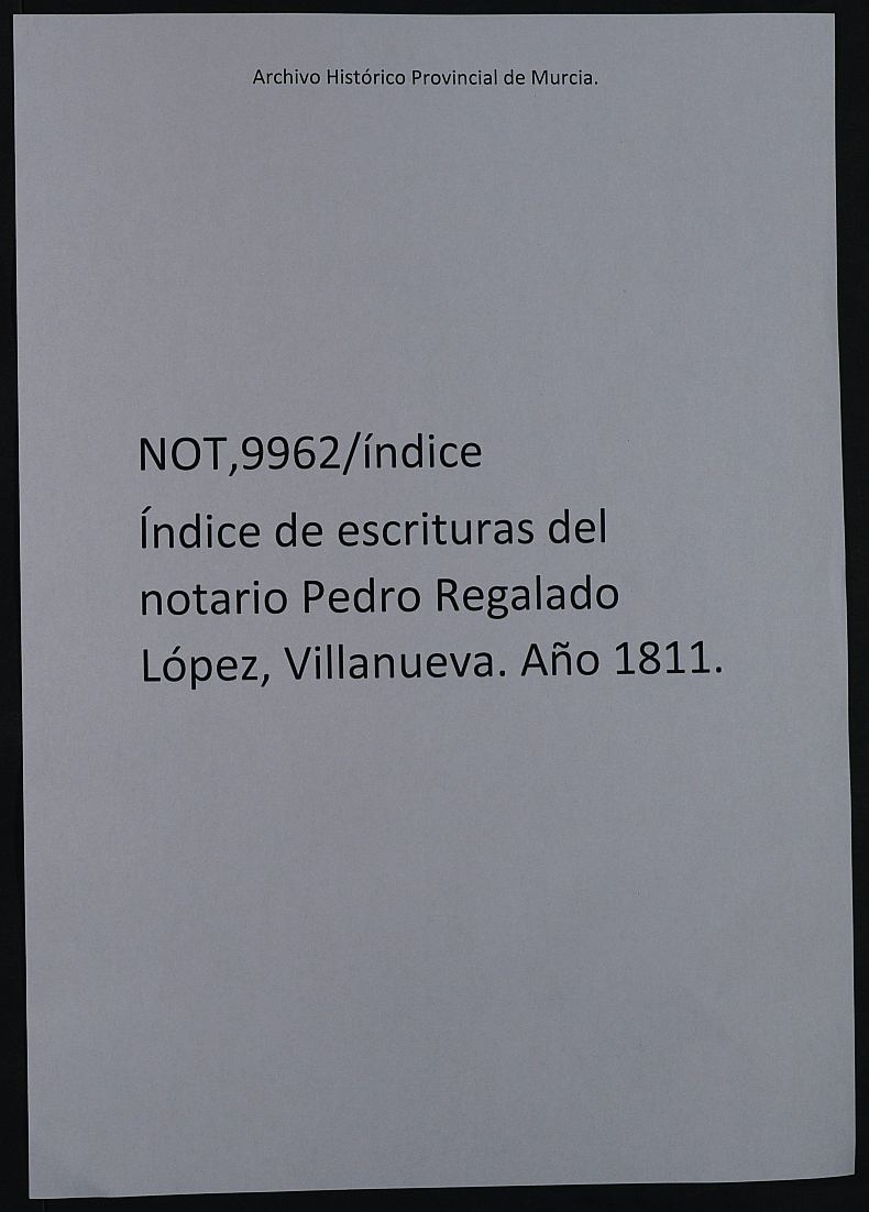 Registro de Pedro Regalado López,  Villanueva de 1811.