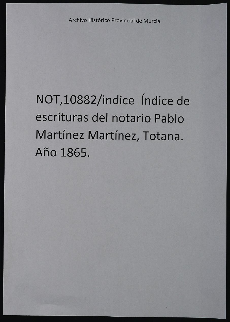 Registro de Wenceslao Miralles García, Totana: Tomo 2 de 1865.