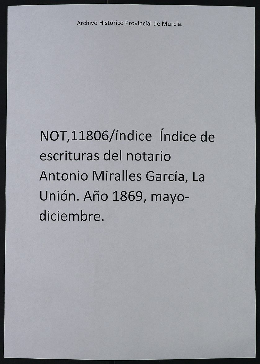 Registro de Antonio Miralles y García, La Unión de 1869.