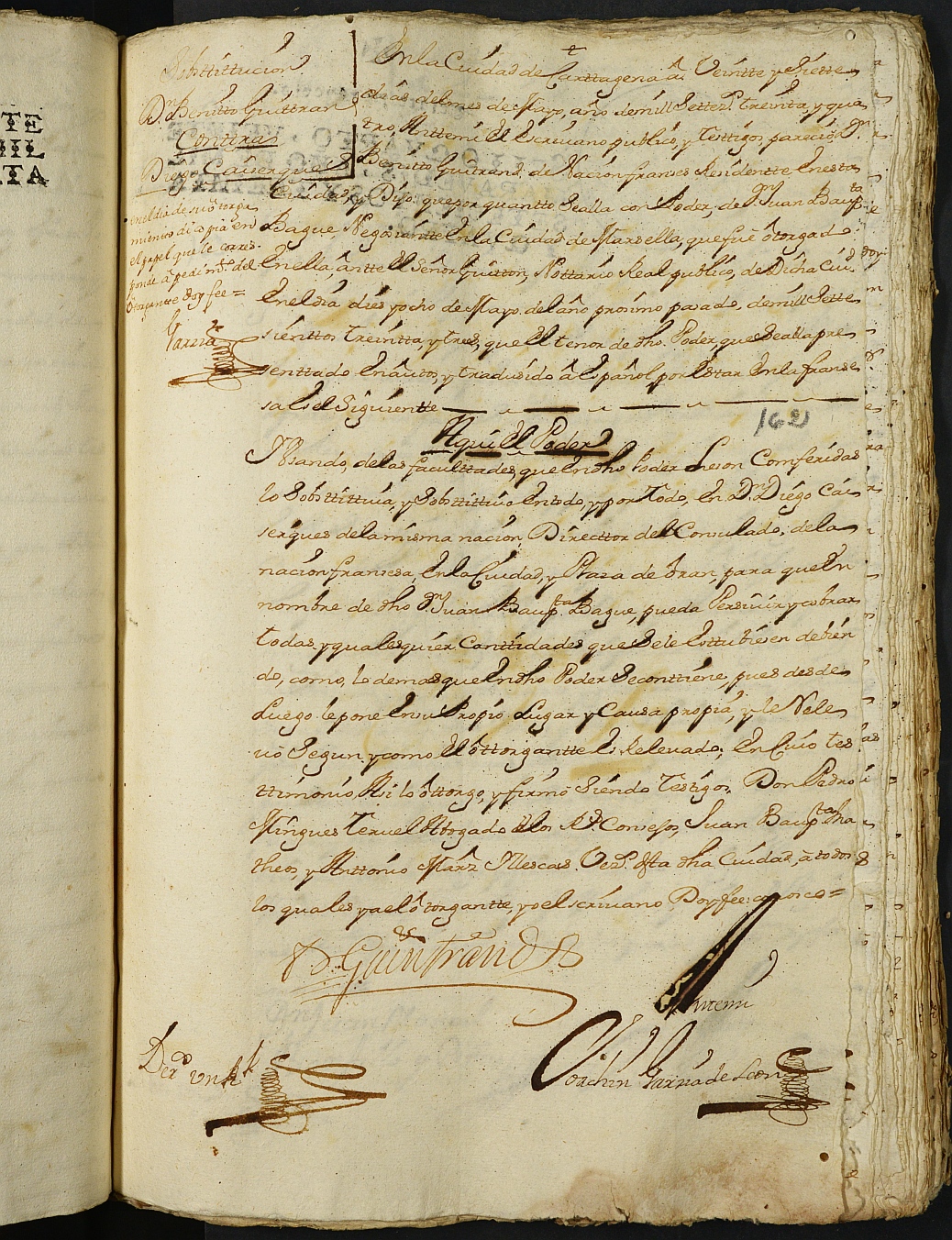 Registro de Joaquín García de León, Cartagena: Escribano de Marina. Año 1734.