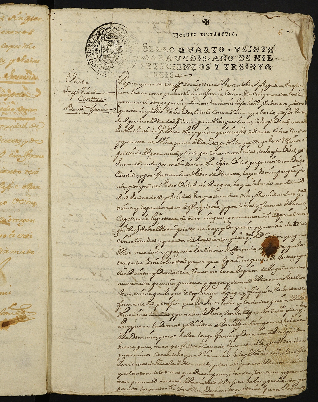 Registro de Joaquín García de León, Cartagena: Escribano de Marina. Años 1736-1739.