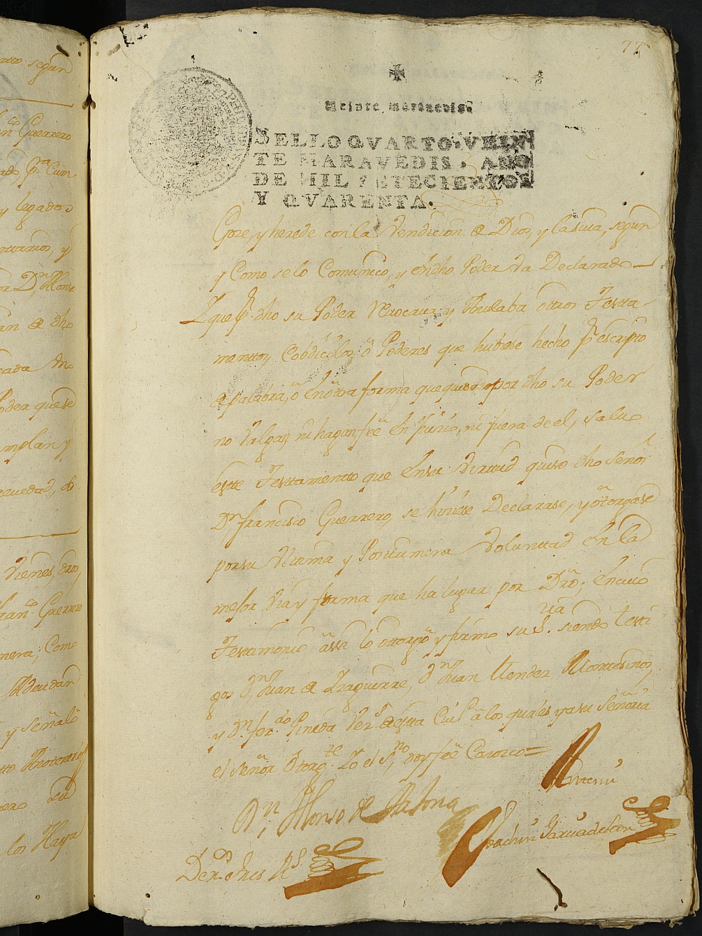 Registro de Joaquín García de León, Cartagena: Escribano de Marina. Año 1740.