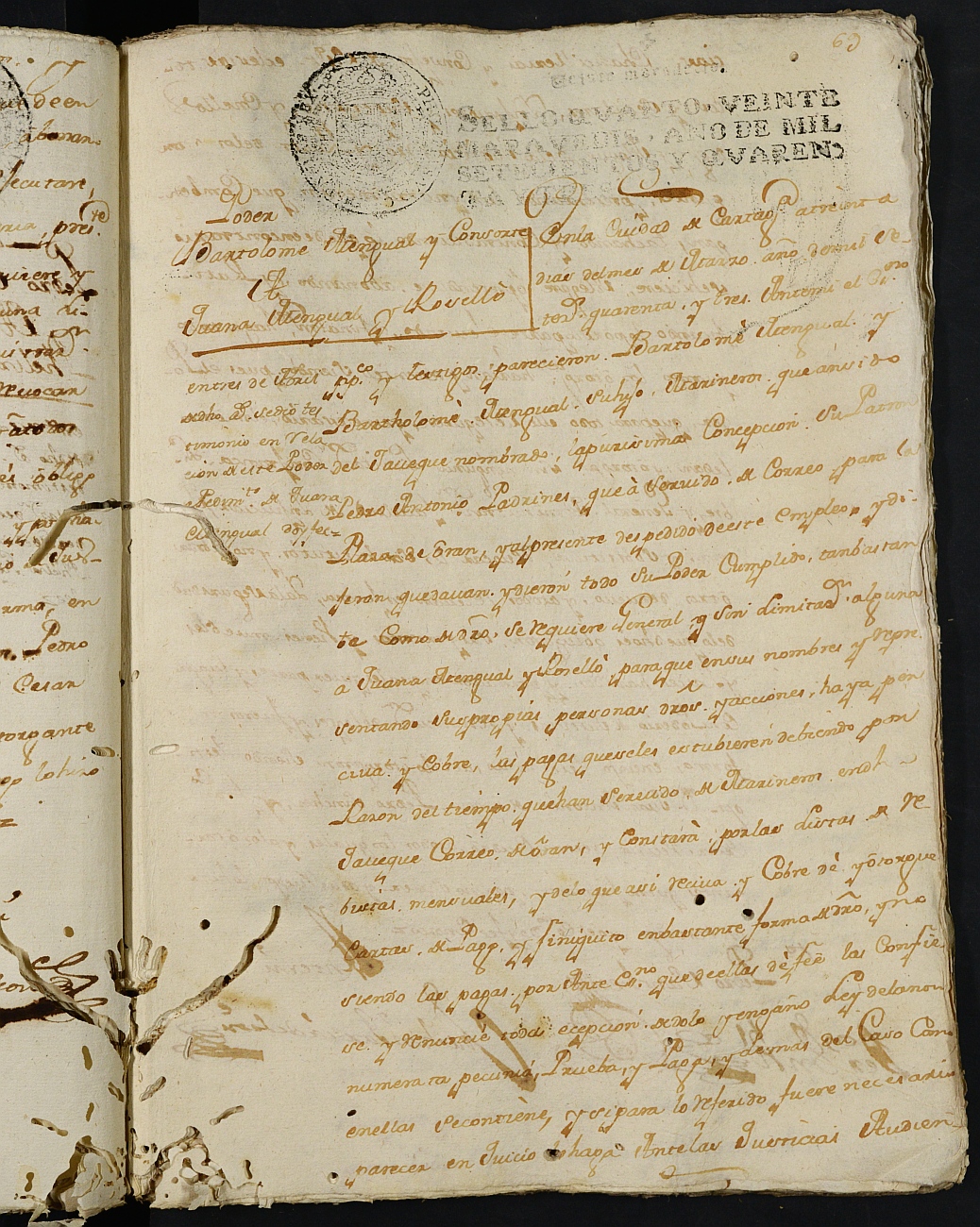 Registro de Joaquín García de León, Cartagena: Escribano de Marina. Año 1743.