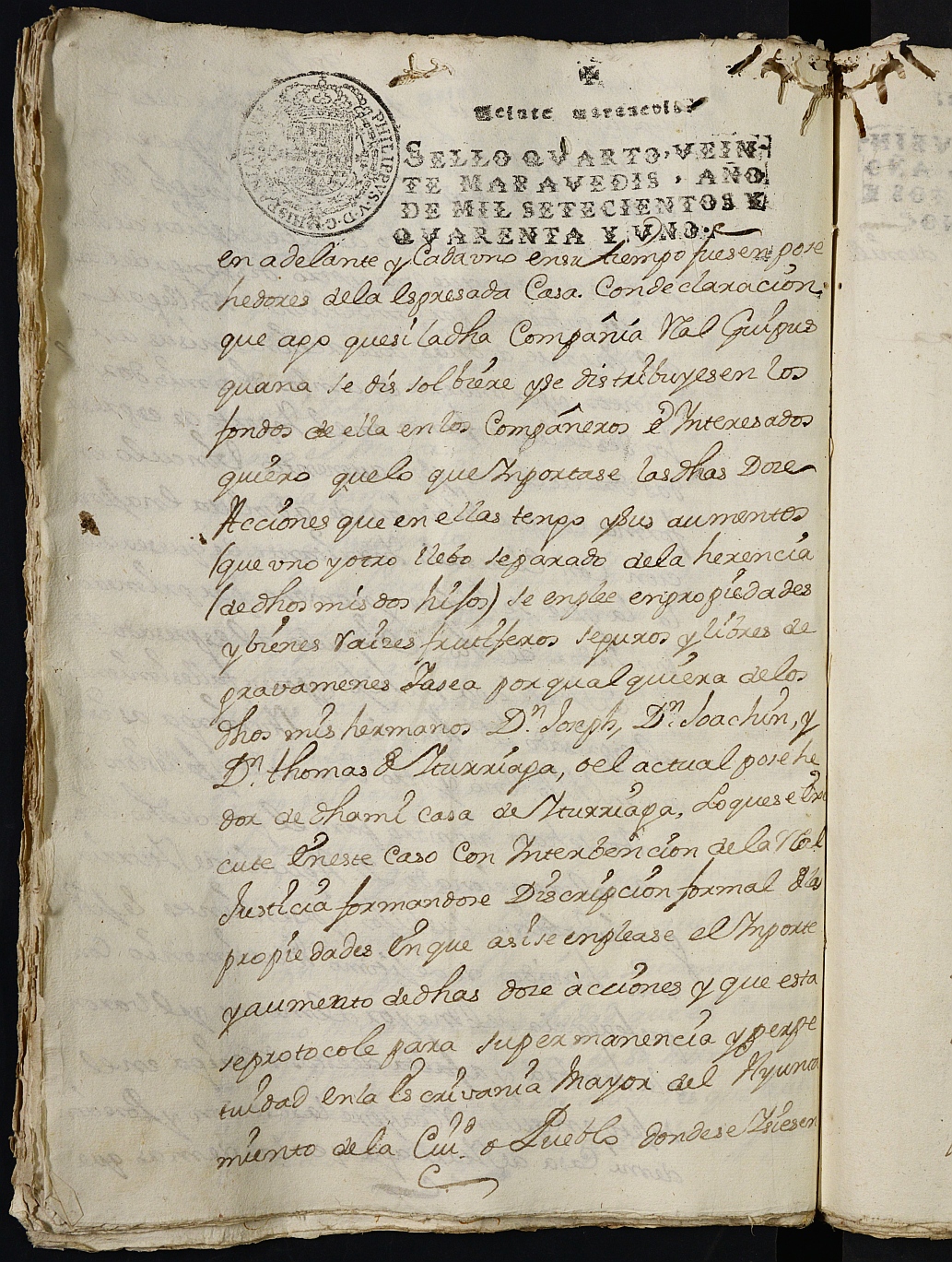 Registro de Joaquín García de León, Cartagena: Escribano de Marina. Año 1744.