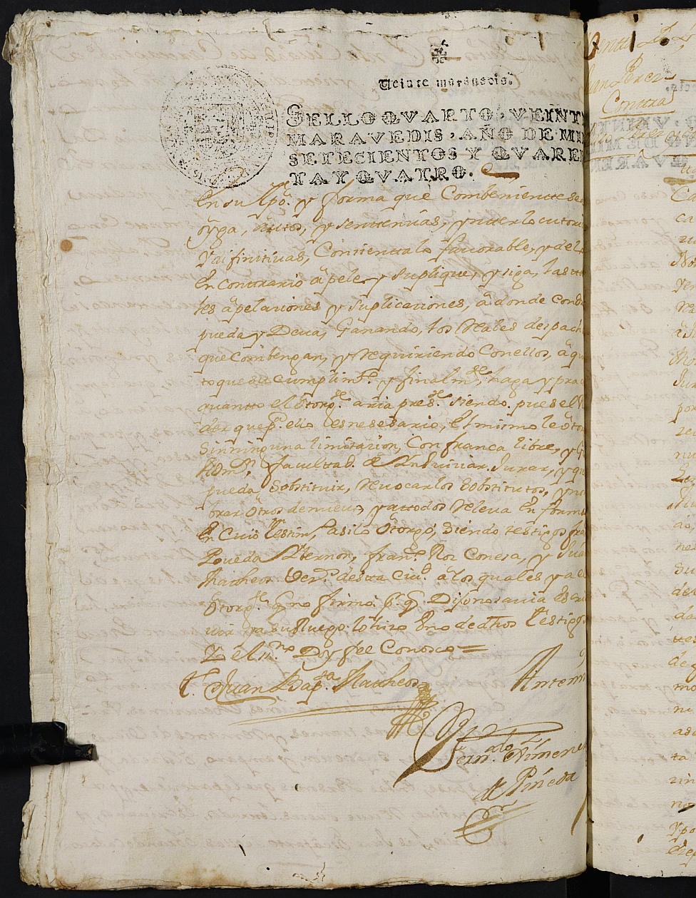 Registro de Fernando Jiménez de Pineda, Cartagena. Años 1744-1746.