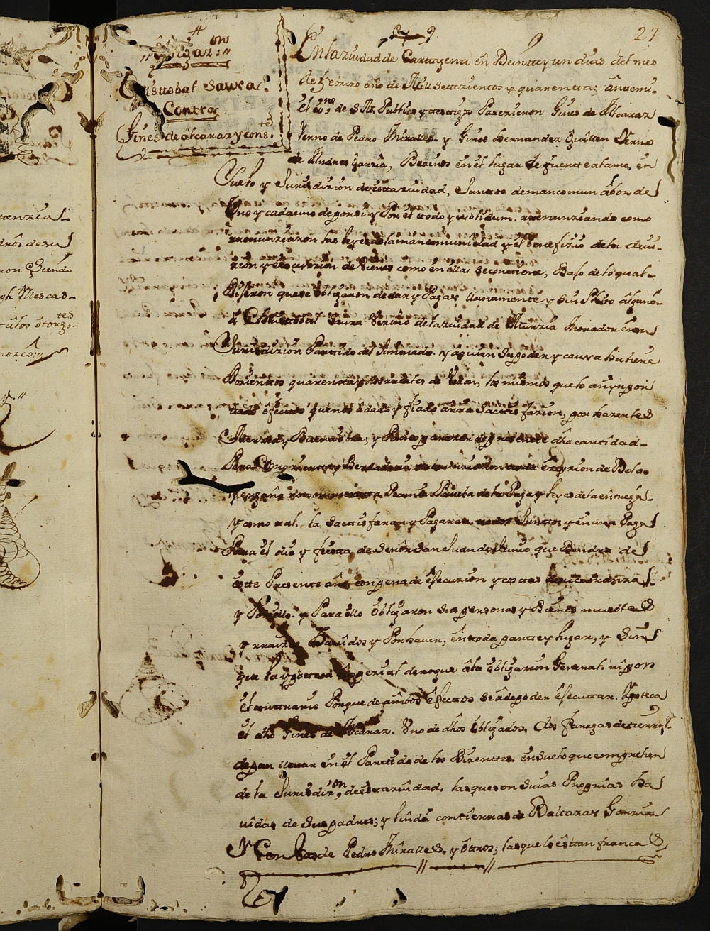 Registro de Agustín Carlos Roca, Cartagena de 1740-1743.