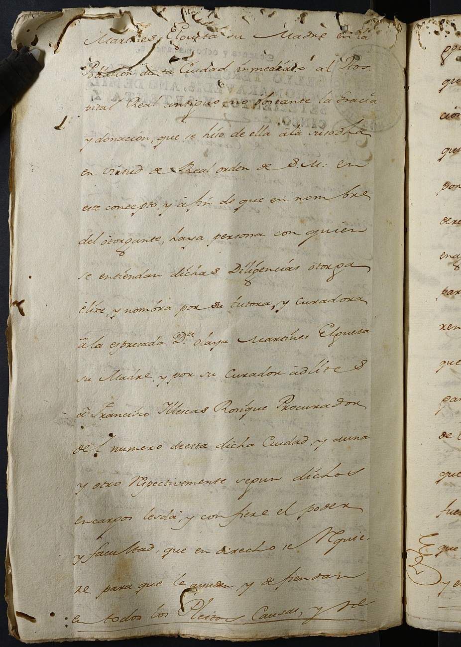 Registro de Agustín Carlos Roca, Cartagena. Año 1775.