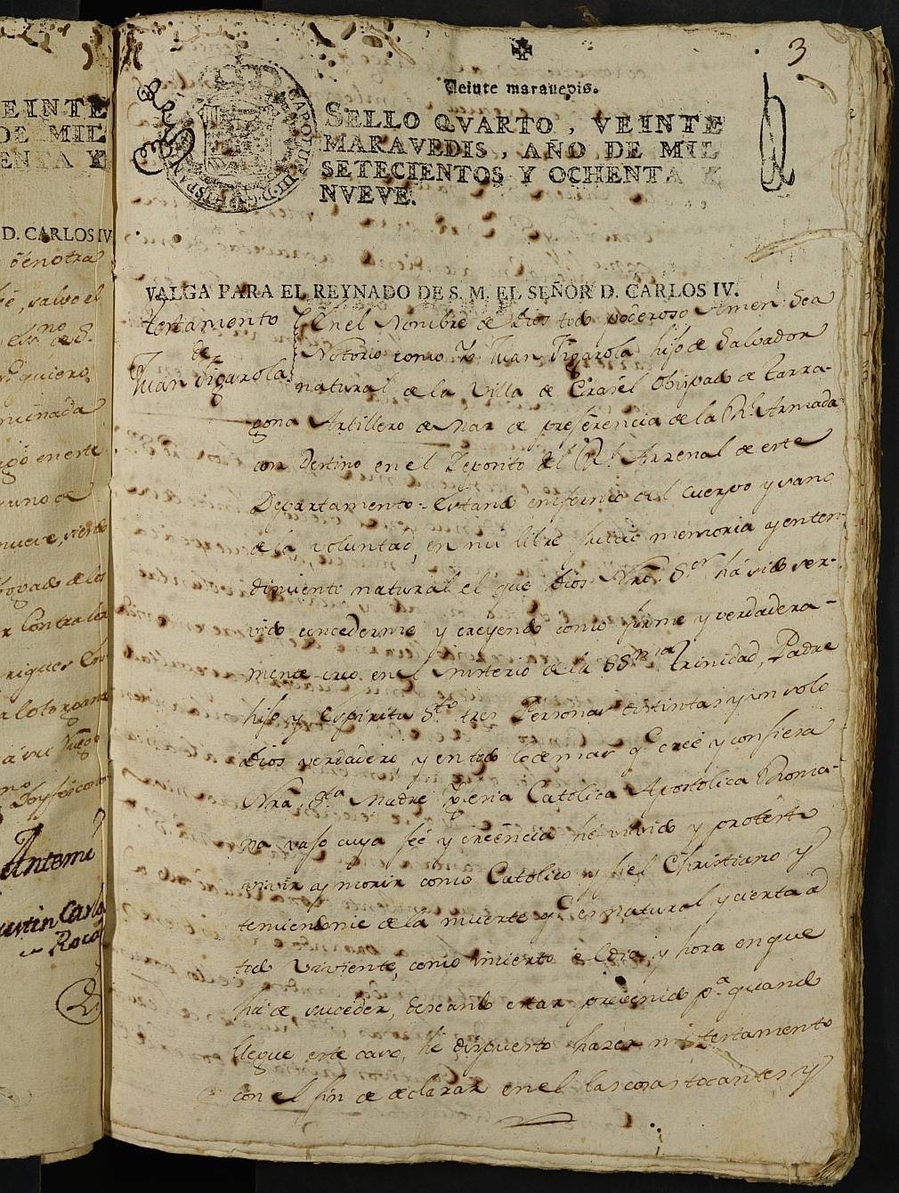 Registro de Agustín Carlos Roca, Cartagena: Escribano de Marina. Años 1789-1794.