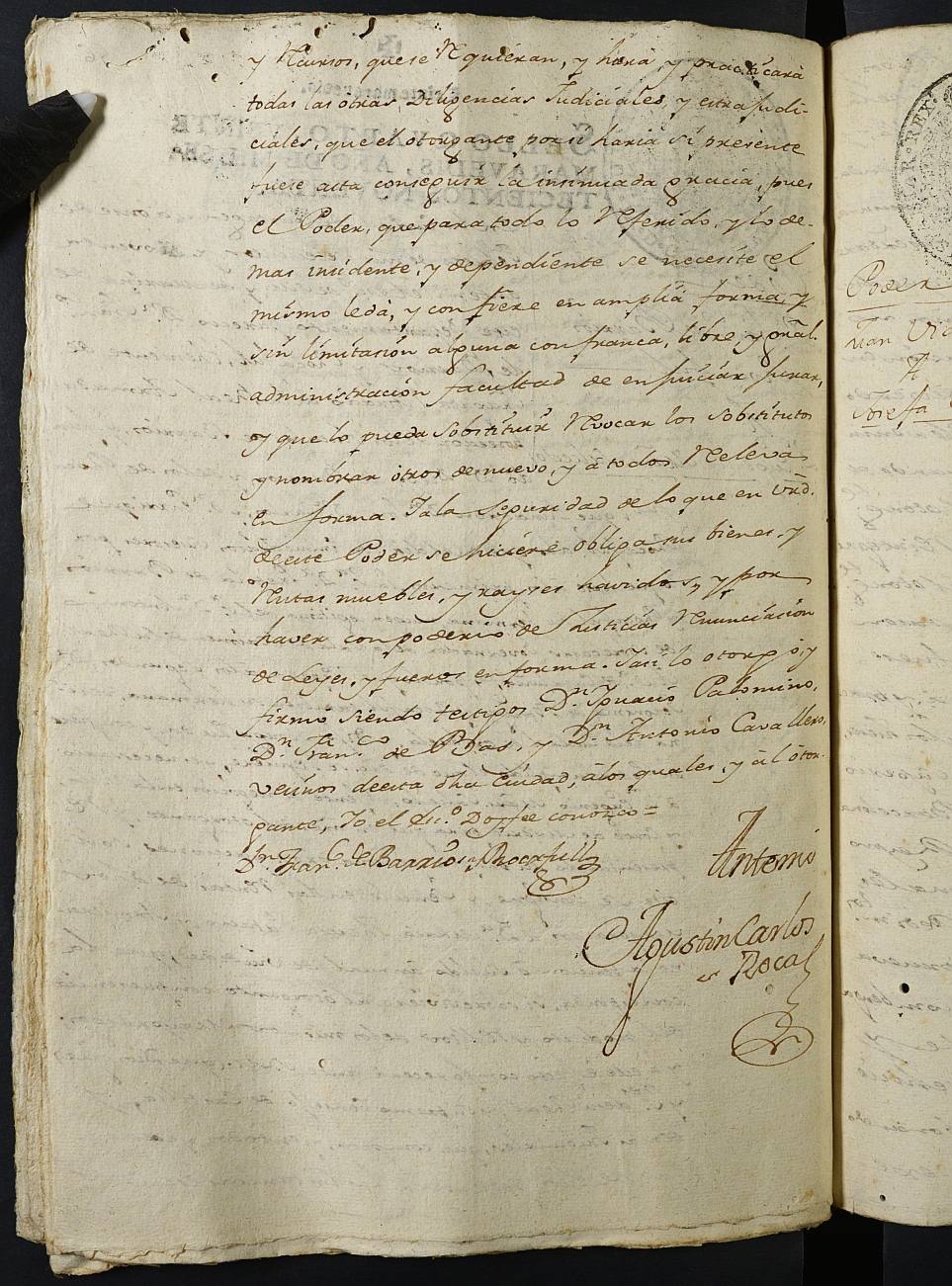Registro de Agustín Carlos Roca, Cartagena: Escribano de Marina. Año 1790.