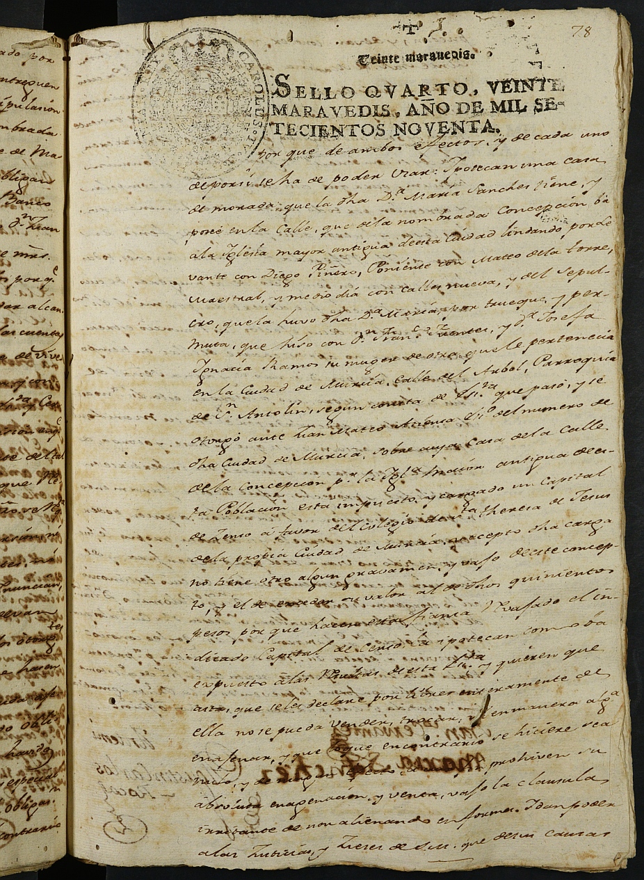 Registro de Agustín Carlos Roca, Cartagena: Escribano de Marina. Año 1790.
