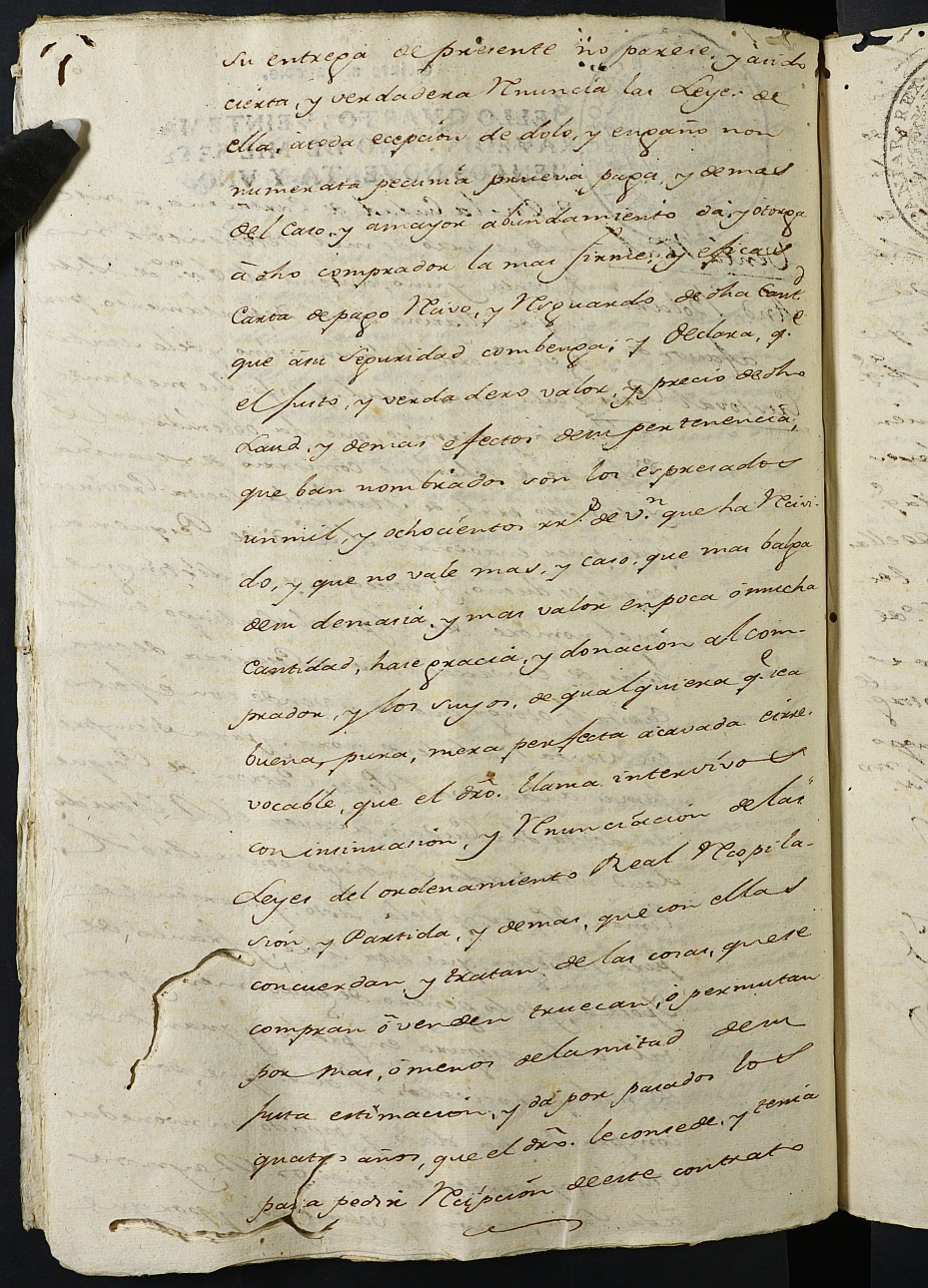 Registro de Agustín Carlos Roca, Cartagena: Escribano de Marina. Año 1791.