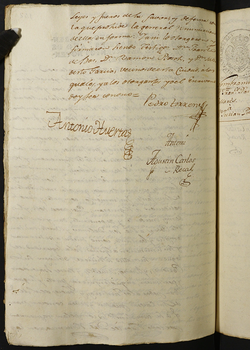 Registro de Agustín Carlos Roca, Cartagena: Escribano de Marina. Año 1799.