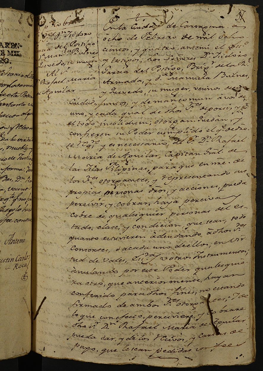 Registro de Diego José de Tapia, Cartagena: Escribano de Marina. Año 1804.