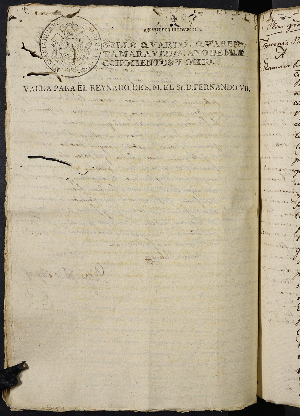 Registro de Agustín Carlos Roca, Cartagena: Escribano de Marina de 1808-1811.