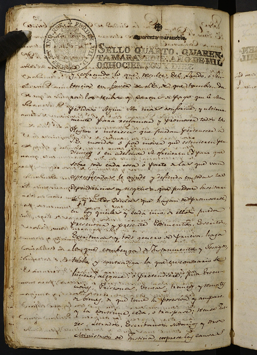 Registro de Agustín Carlos Roca, Cartagena: Escribano de Marina de 1810-1811.