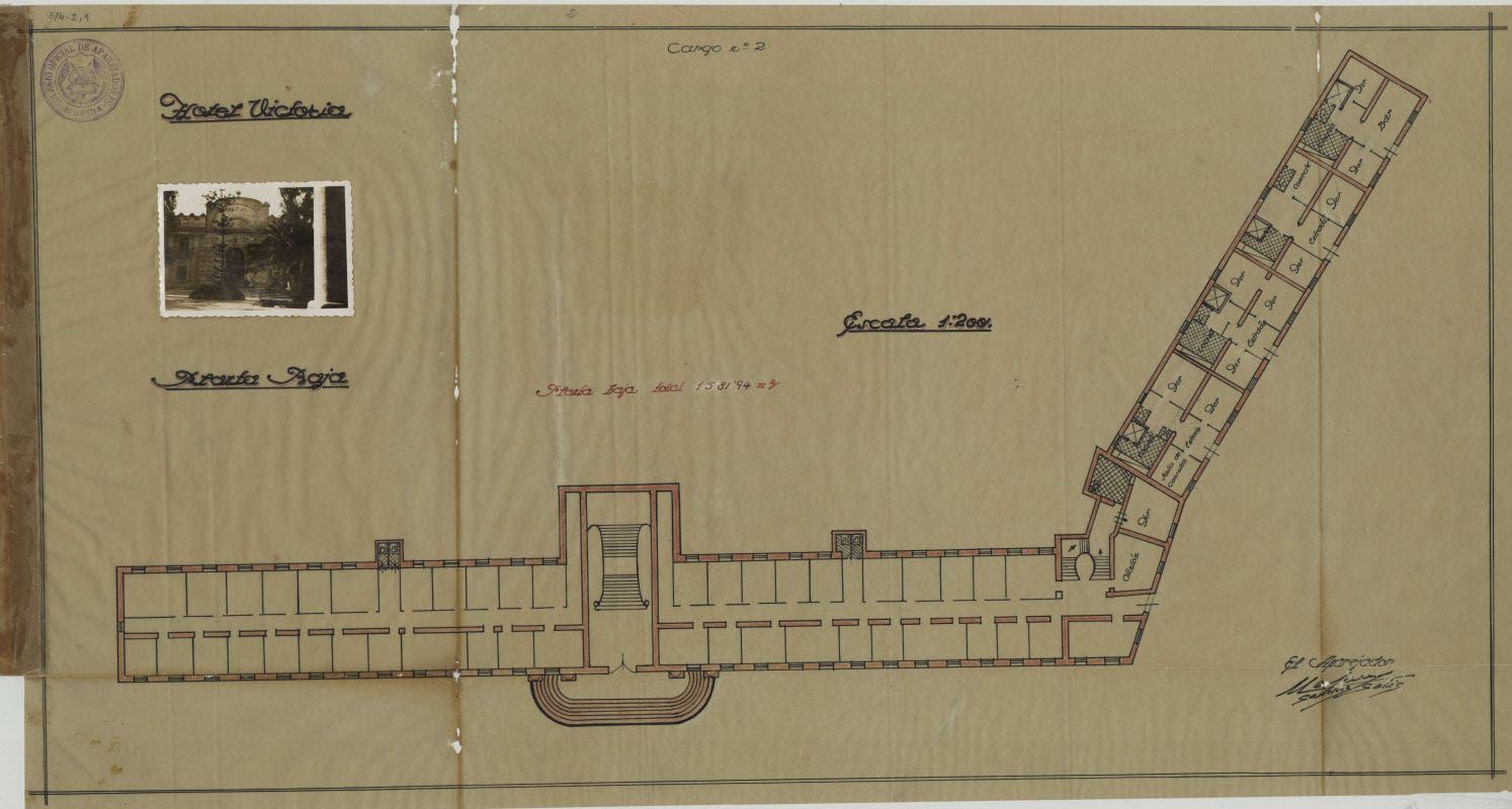 Baños de Fortuna: Plano de la planta baja del Hotel Victoria. Cargo nº 2