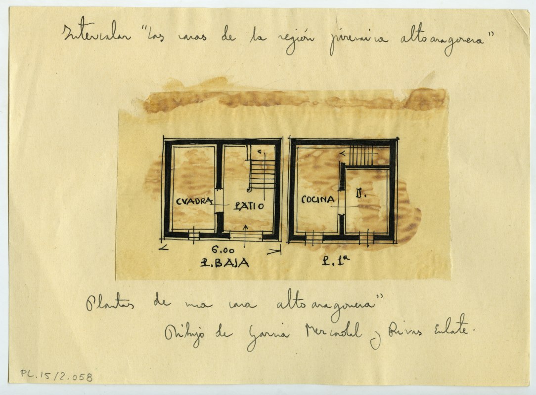 Dibujo de dos plantas de una casa altoaragonesa, de García Mercadal y Rivas Eulate