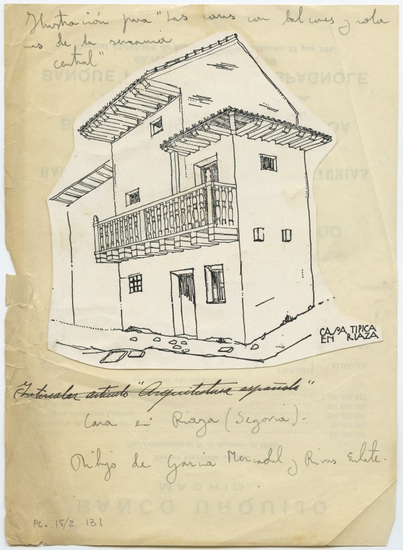 Reproducción del dibujo de una casa típica en Riaza, de García Mercadal y Rivas Eulate