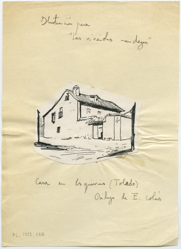 Reproducción del dibujo de una casa en Esquivias, de Enrique Colás