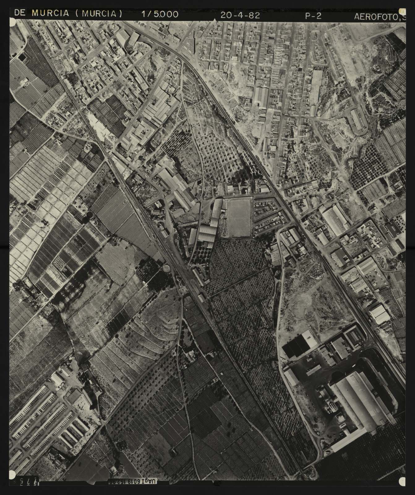Fotografía aérea del casco urbano de Alhama de Murcia