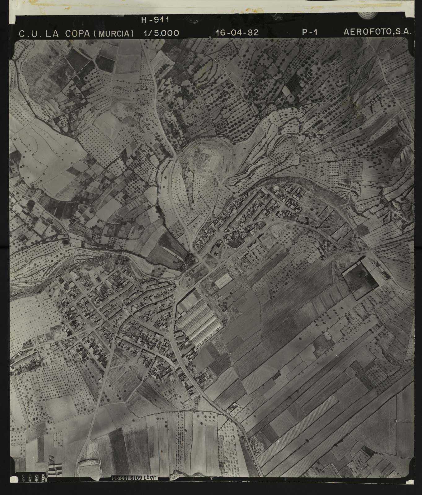 Fotografía aérea del casco urbano de La Copa (Bullas)