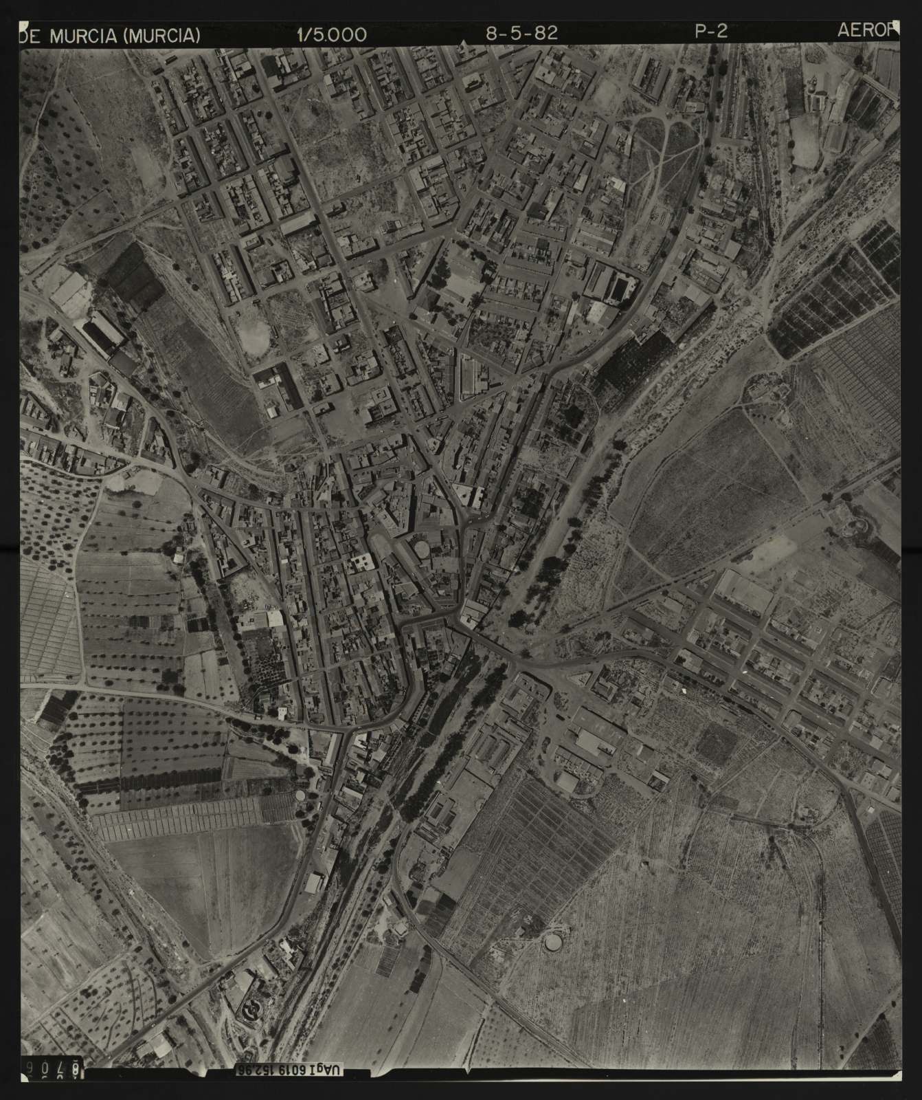 Fotografía aérea del casco urbano de Fuente Álamo de Murcia