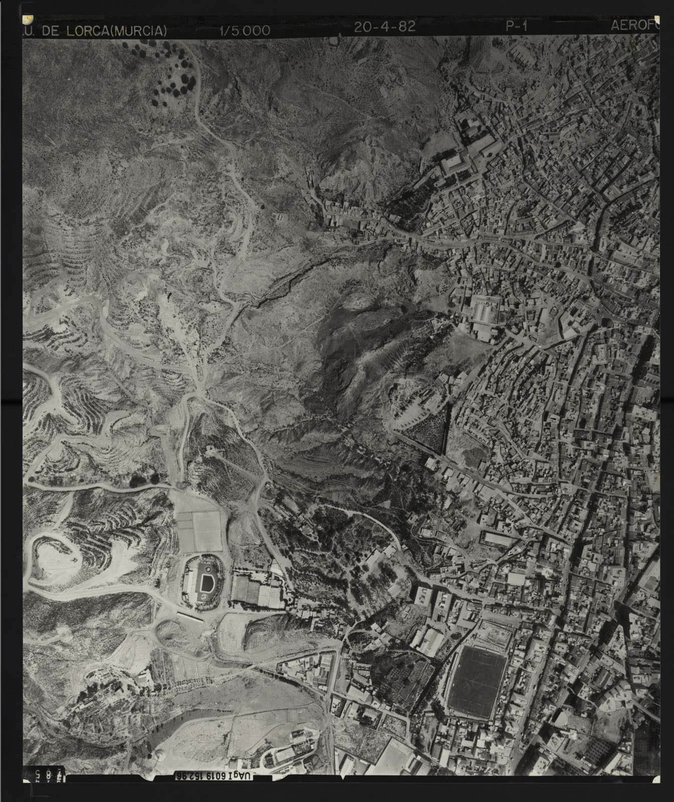 Fotografía aérea del casco urbano de Lorca