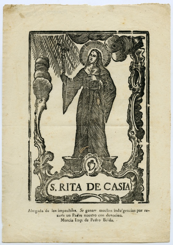 Xilografía con la imagen de Santa Rita de Casia