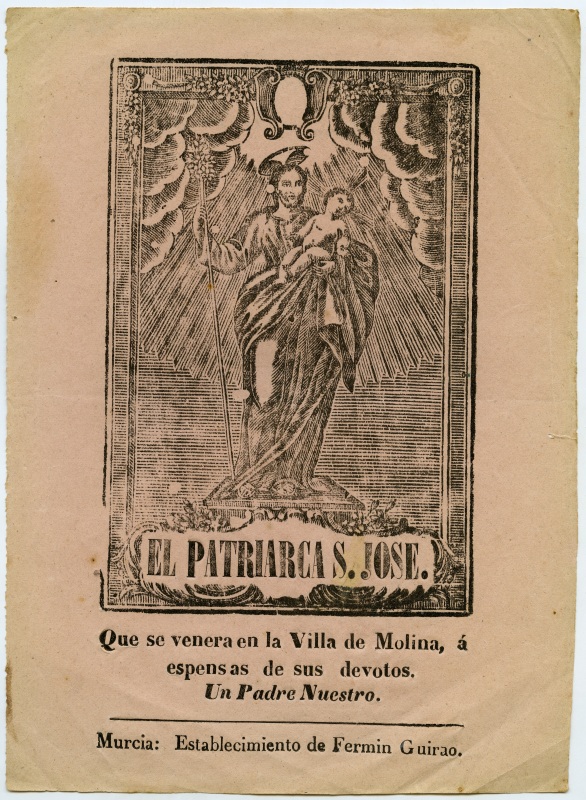 Xilografía con la imagen del patriarca San José, venerada en Molina de Segura