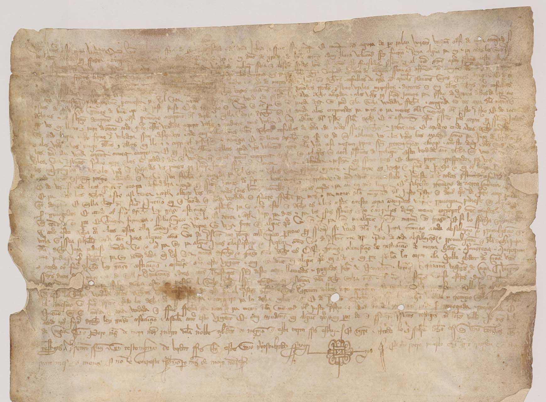 Carta de venta de Milia Martínez, hija de Pedro Artero, a favor de Juan Fernández de Cañizares, vecino de Molina Seca, de cuatro tahúllas de tierra de riego en la huerta de Molina Seca.