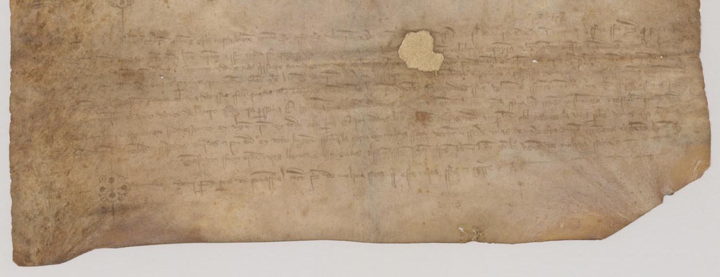 Carta de partición de bienes entre Asensio de Alcañiz y doña Sevilla.