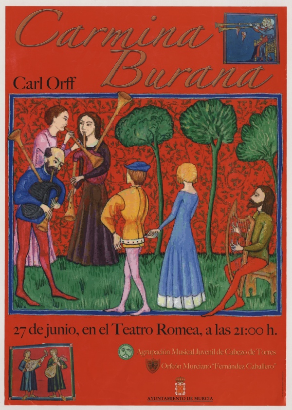 Cartel del Concierto Carmina Burana de Carl Orff celebrado en el Teatro Romea de Murcia.