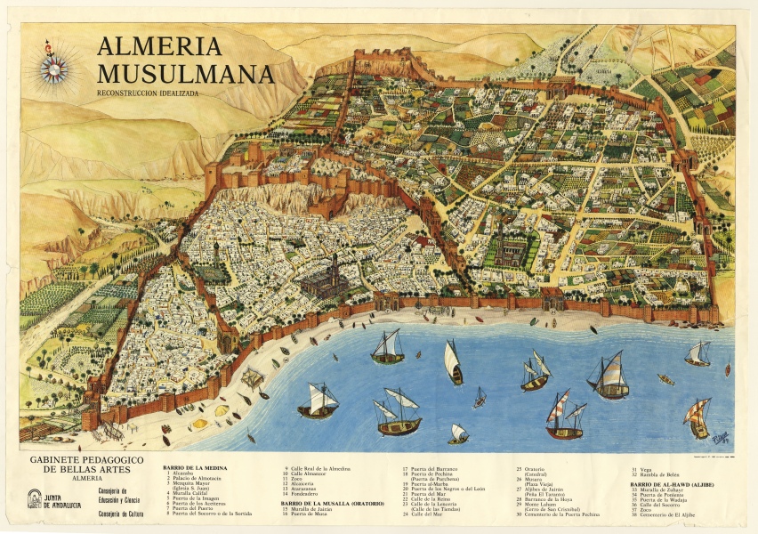 Cartel del mapa de la ciudad de Almería musulmana.