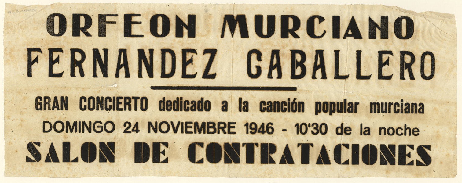 Cartel del Gran Concierto del Orfeón Murciano Fernández Caballero.