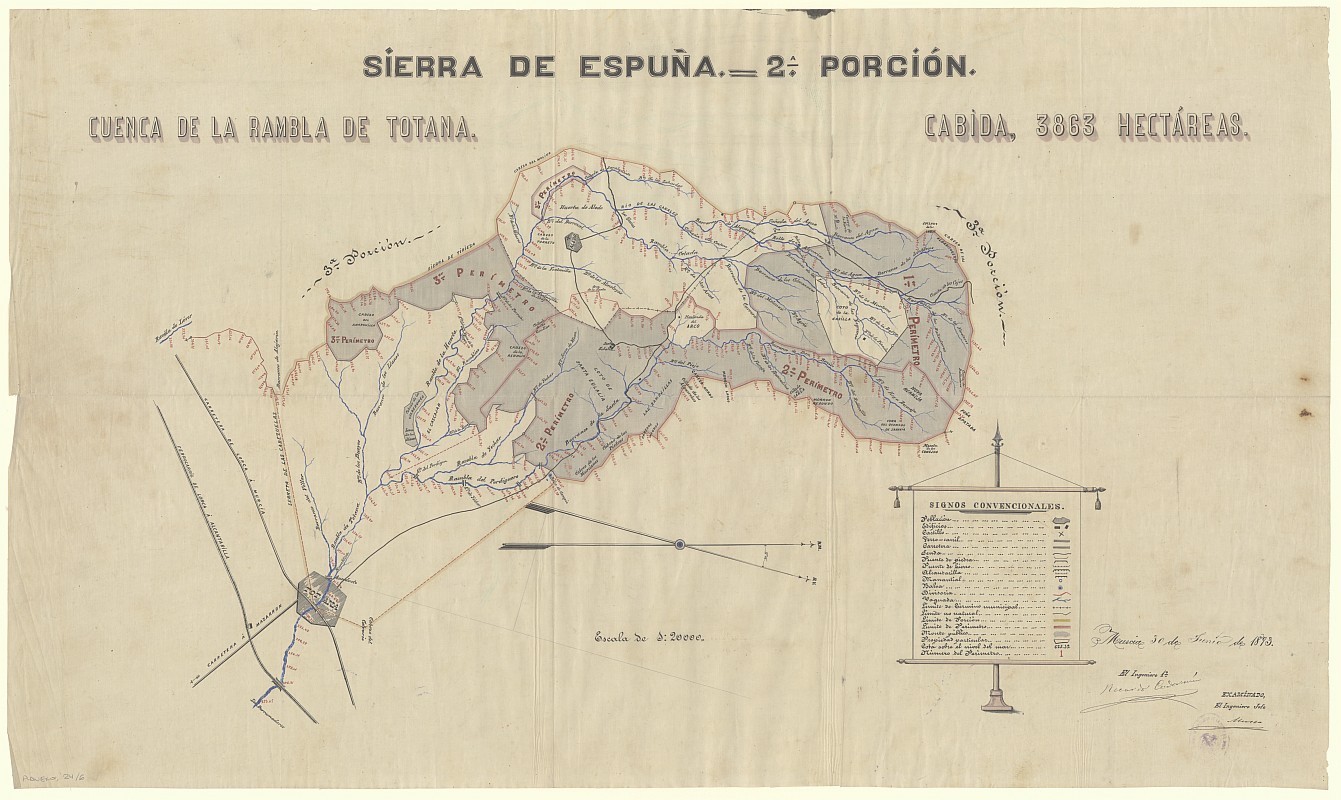 Plano de Sierra Espuña. 2ª porción, Cuenca de la Rambla de Totana.