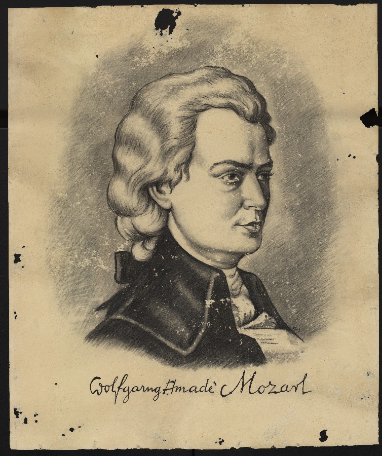 Retrato de busto del compositor Golfgang Amadeus Mozart, de FMS.