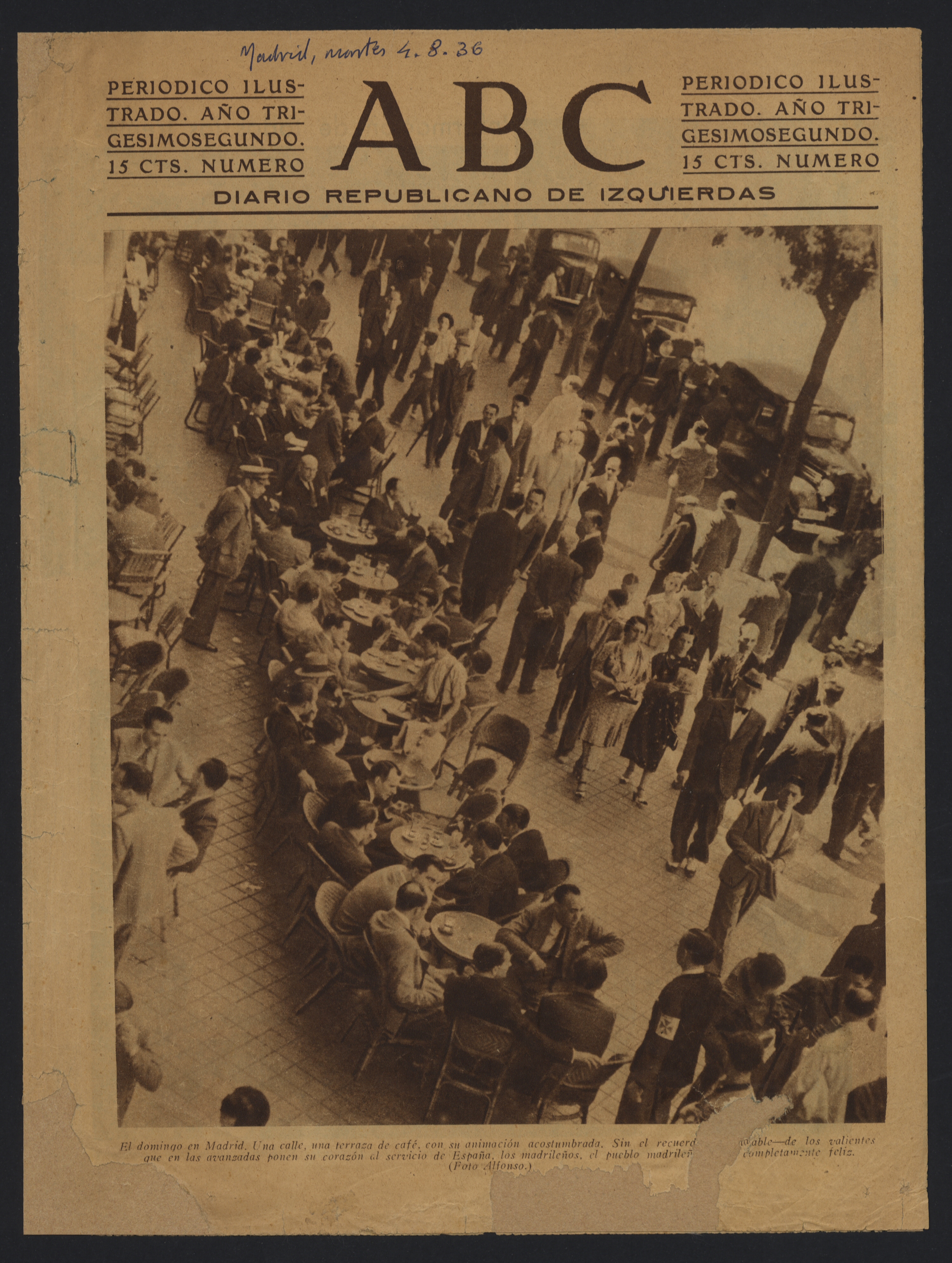 Ejemplar del periódico ABC de Madrid del 4 de agosto de 1936.