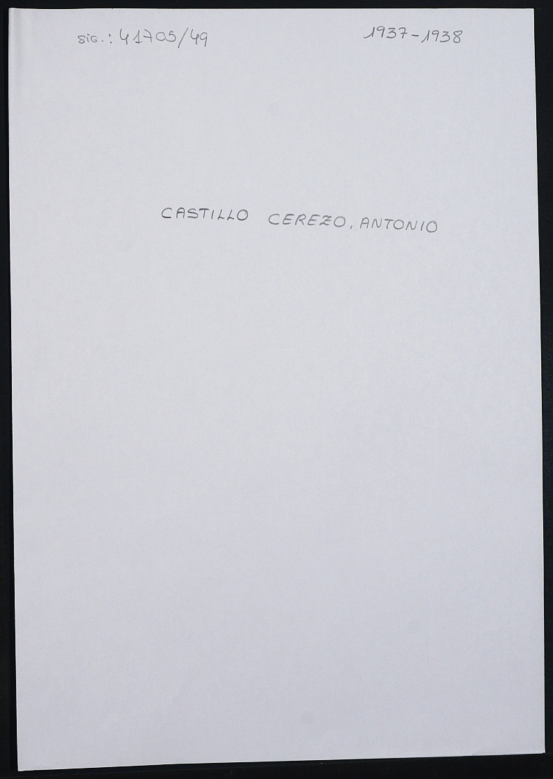 Expediente personal del recluso Antonio Castillo Cerezo