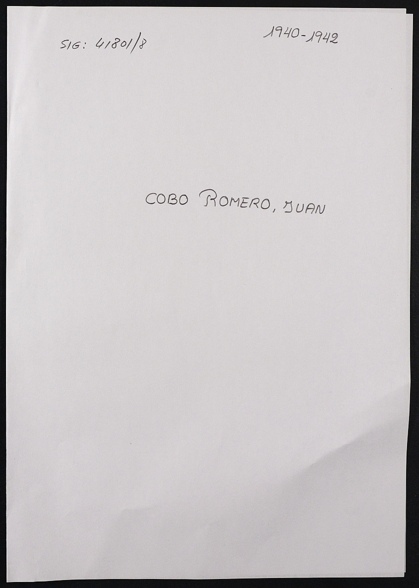 Expediente personal del recluso Juan Cobo Romero